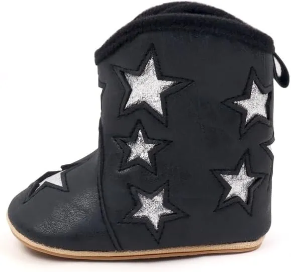 Baby Cowboy Boots Western Boots Toddler Cowboy Bootie Star Patch Soft Sole Non-Slip Crib Shoes for Infant Boys Girls 0-18 Months