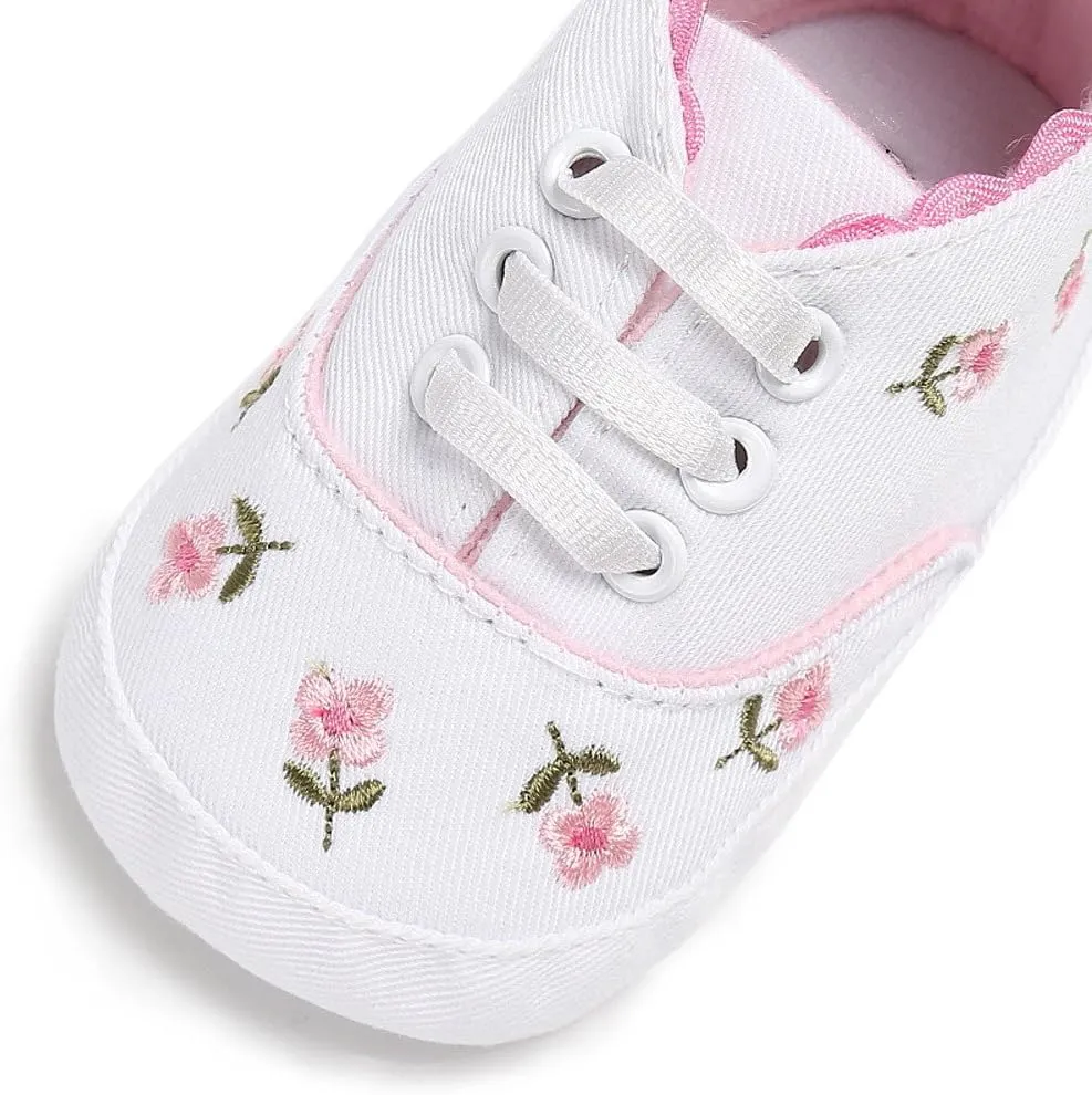 Baby Girl Shoes Baby Girls Sole Infant Crib Shoes Floral Canvas Soft -Slip Baby Shoes Cute
