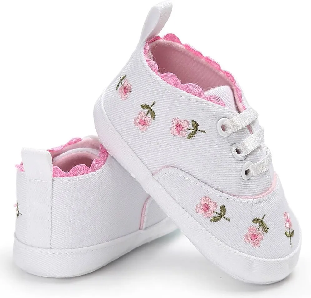 Baby Girl Shoes Baby Girls Sole Infant Crib Shoes Floral Canvas Soft -Slip Baby Shoes Cute