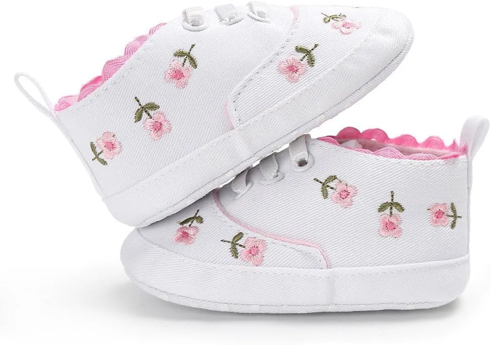 Baby Girl Shoes Baby Girls Sole Infant Crib Shoes Floral Canvas Soft -Slip Baby Shoes Cute