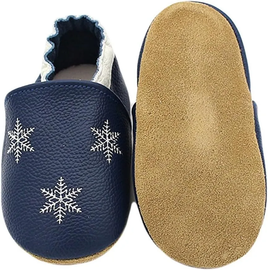 Baby Girls Baby Boys Christmas Flat Shoes Toddler Soft Sole Shoes First Walking rib Shoes Flat Snowflakes Print Shoes
