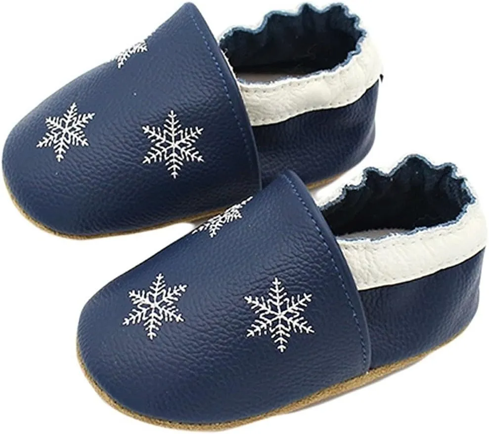 Baby Girls Baby Boys Christmas Flat Shoes Toddler Soft Sole Shoes First Walking rib Shoes Flat Snowflakes Print Shoes