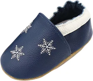 Baby Girls Baby Boys Christmas Flat Shoes Toddler Soft Sole Shoes First Walking rib Shoes Flat Snowflakes Print Shoes