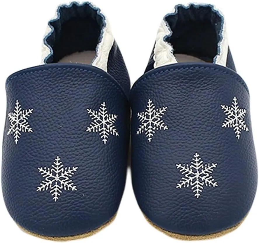 Baby Girls Baby Boys Christmas Flat Shoes Toddler Soft Sole Shoes First Walking rib Shoes Flat Snowflakes Print Shoes