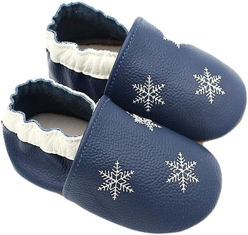 Baby Girls Baby Boys Christmas Flat Shoes Toddler Soft Sole Shoes First Walking rib Shoes Flat Snowflakes Print Shoes