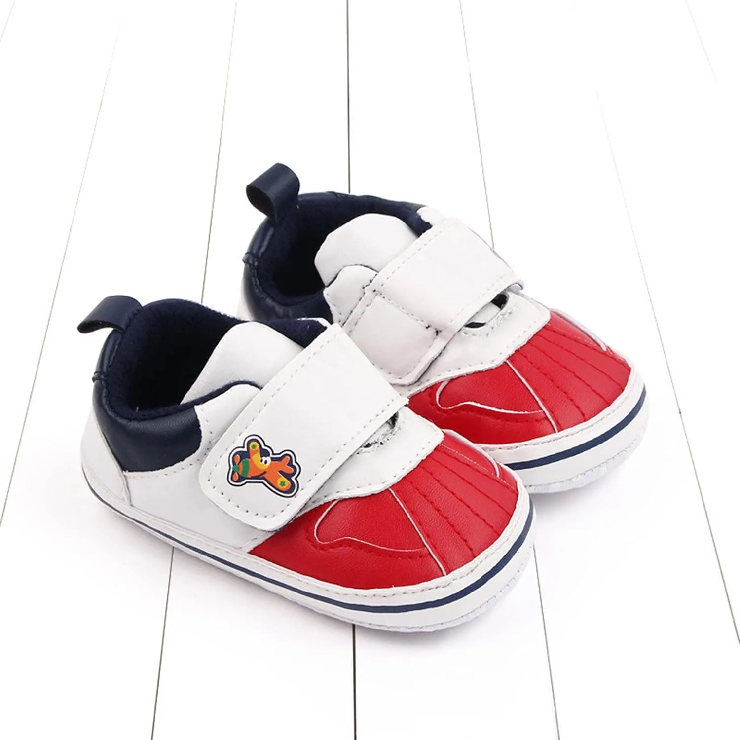 Baby Girls Boys Leather Pre-Walking Sneakers Toddler Anti-Slip Soft Sole Infant Lightweight First Step Flat Shoes