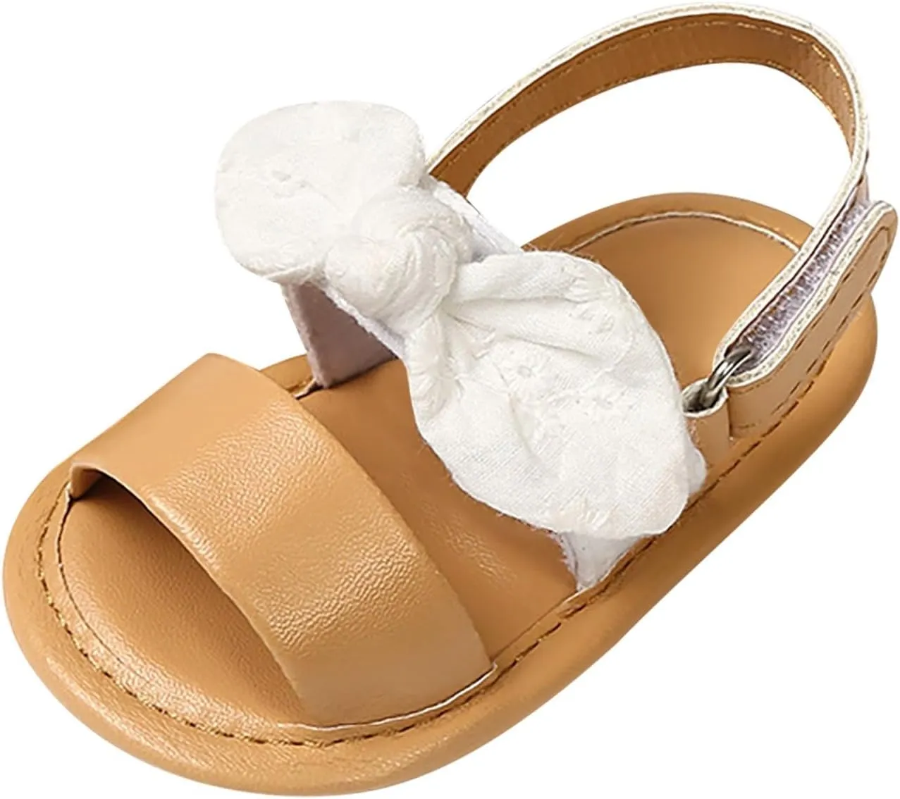 Baby Girls Boys PU Leather Sandals Bowknot Shoe Rubber Sole Open Toe Infant Toddler First Walker Princess Dress Shoes