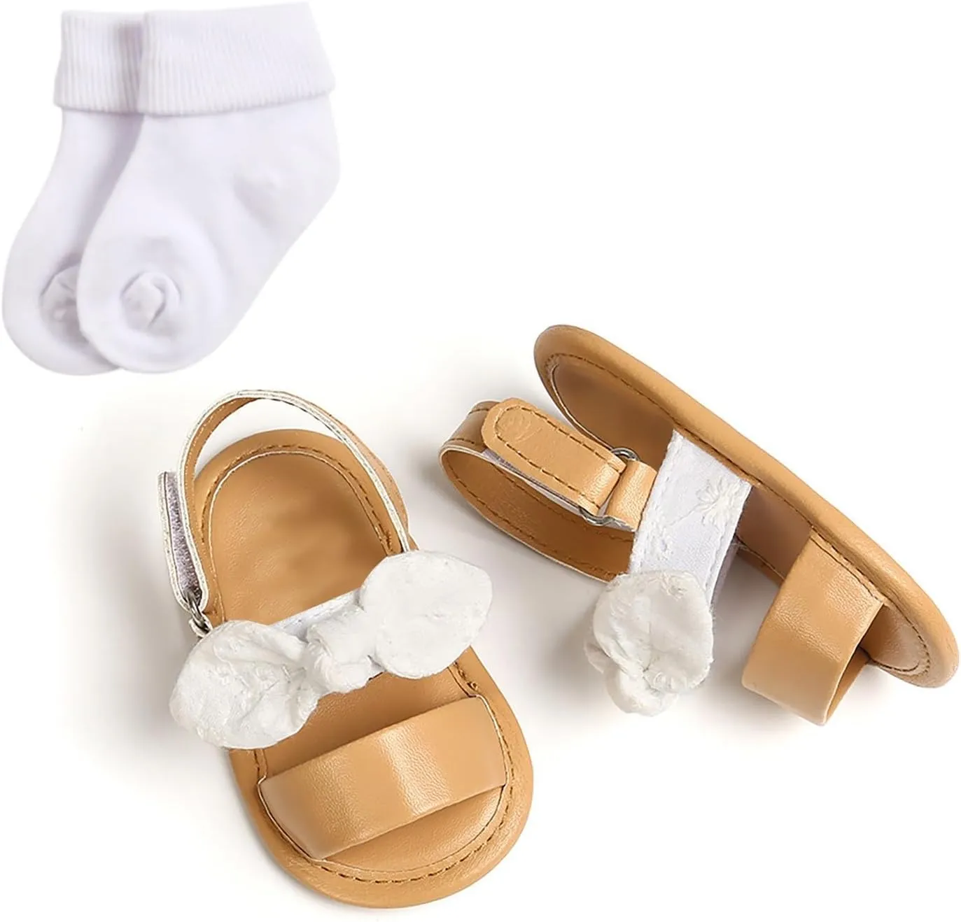 Baby Girls Boys PU Leather Sandals Bowknot Shoe Rubber Sole Open Toe Infant Toddler First Walker Princess Dress Shoes