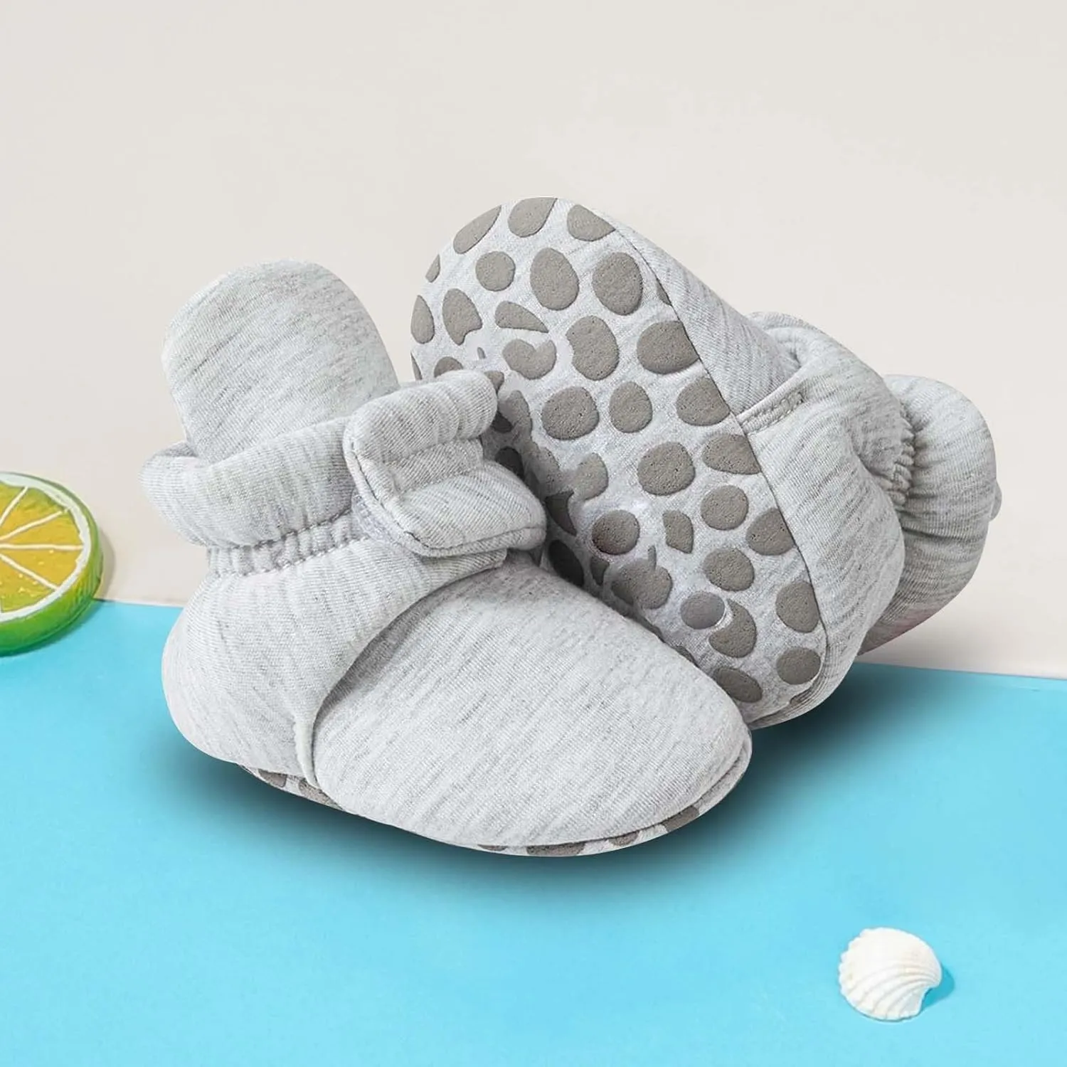 Baby Girls Boys Shoes Socks Solid Color Knitted Plush Soft Sole Anti-Slip Warm Winter Indoor Outdoor Casual Snap Booties