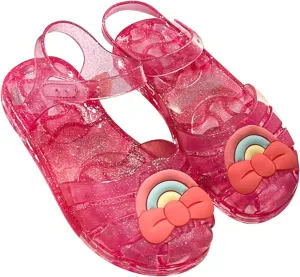 Baby Girls Cute Fruit Jelly Colors Hollow Out Non-Slip Soft Sole Sandals Toddler Kids Comfy Shoe Slip On Falts Daily I-517 Pink 9.5