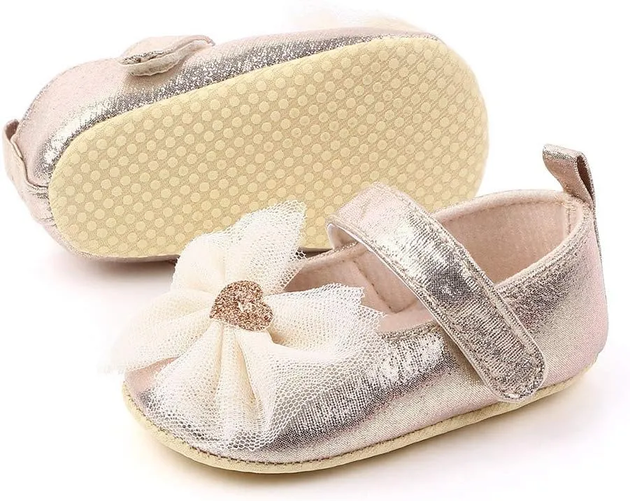 Baby Girls Mary Jane Flats Matte Leather Non Slip Soft Sole Princess Wedding Dress Shoes Toddler First Walkers Infant Newborn Baptism Crib Shoes