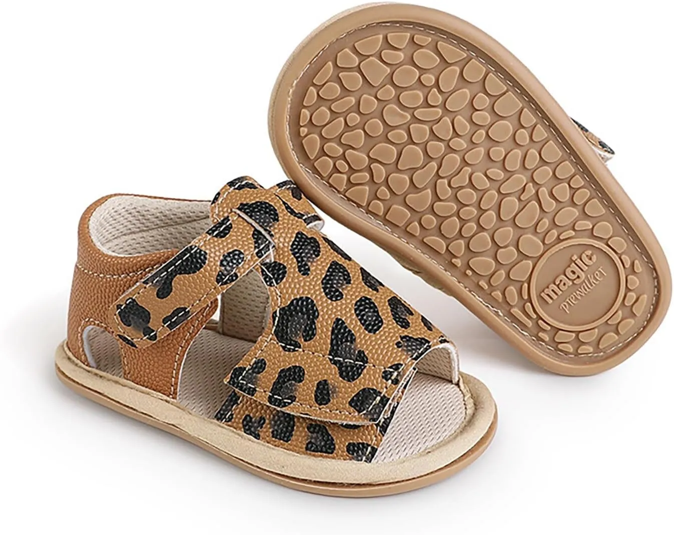 Baby Girls Sandals Soft Rubber Princess Flat Shoes Breathable Non Slip Flower Leopard Print Little Girl Sandals