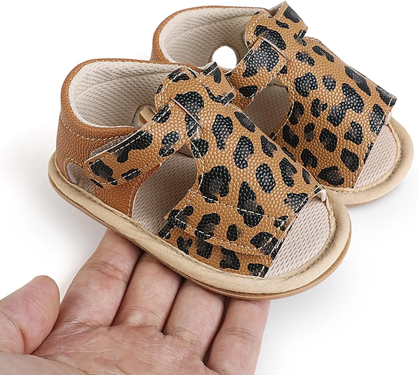 Baby Girls Sandals Soft Rubber Princess Flat Shoes Breathable Non Slip Flower Leopard Print Little Girl Sandals