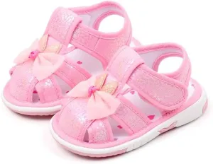 Baby Girls Squeaky Sandals Infant Premium Rubber Sole Closed-Toe Non-Slip Shoes Toddler Girl Soft First Walkers Shoes