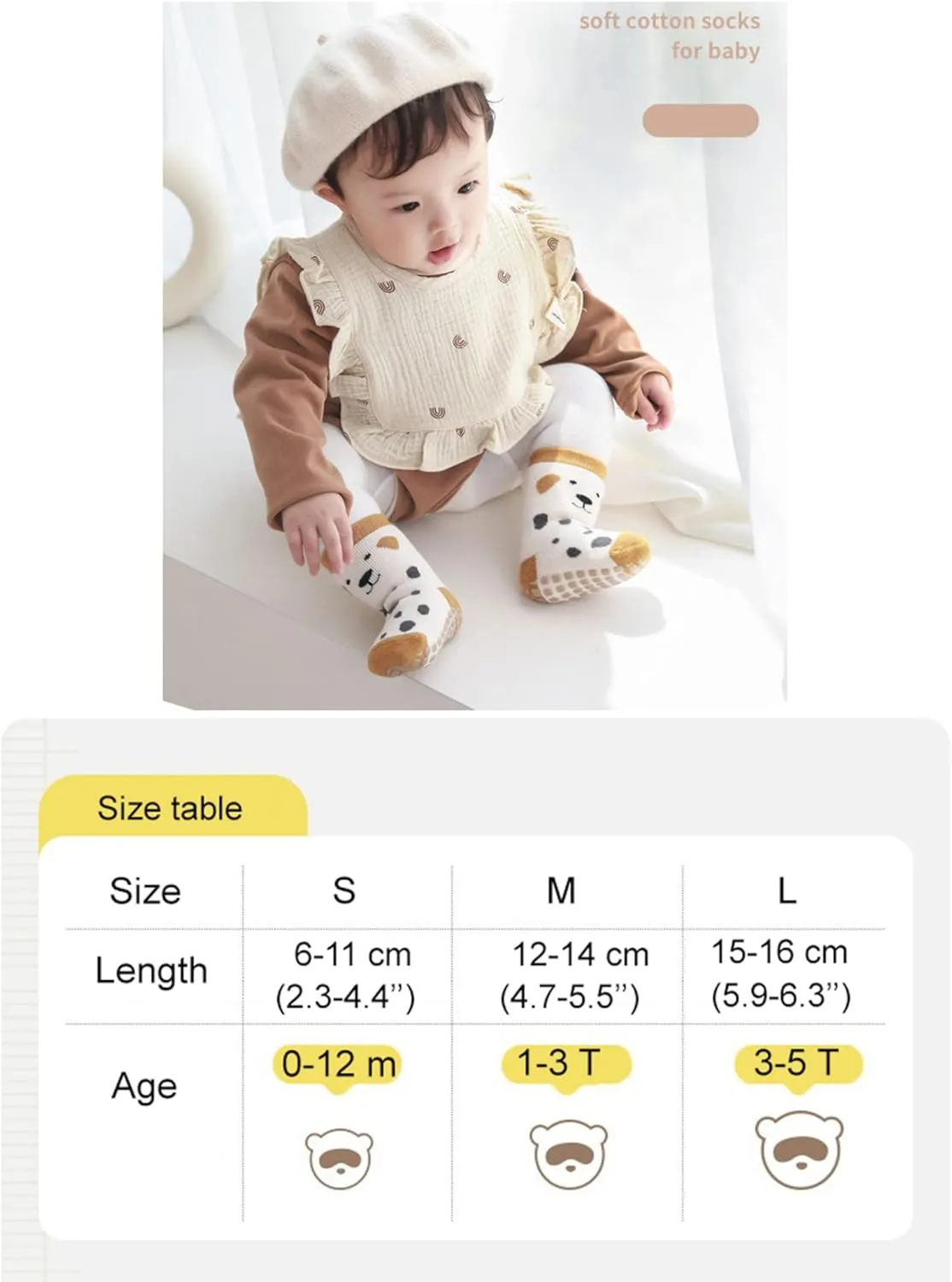 Baby Non-skid Grip Socks Toddler Socks Warm Thick Anti Skid Slipper Crew Socks for Girls Boys Newborn Infant