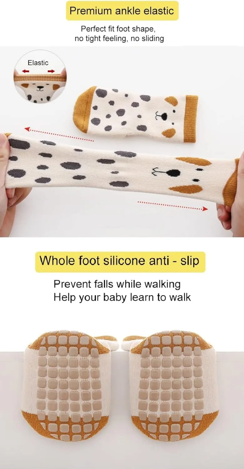 Baby Non-skid Grip Socks Toddler Socks Warm Thick Anti Skid Slipper Crew Socks for Girls Boys Newborn Infant