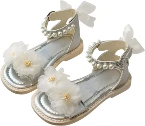 Baby Princess Dress Girls Flower Sandals Summer For Children Wearing Beach Shoes Pearl Soft Sole Casual Dress Shoe