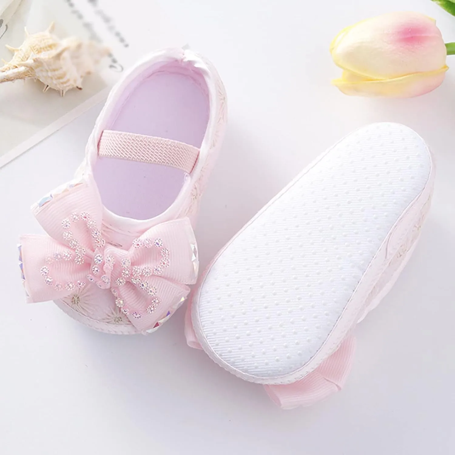 Baby Shoes Fashion Soft Sole Infant Shoes Pearl Dress Flower Princess Shoes Infant Shoes Size 4 Shoes for Baby Girls