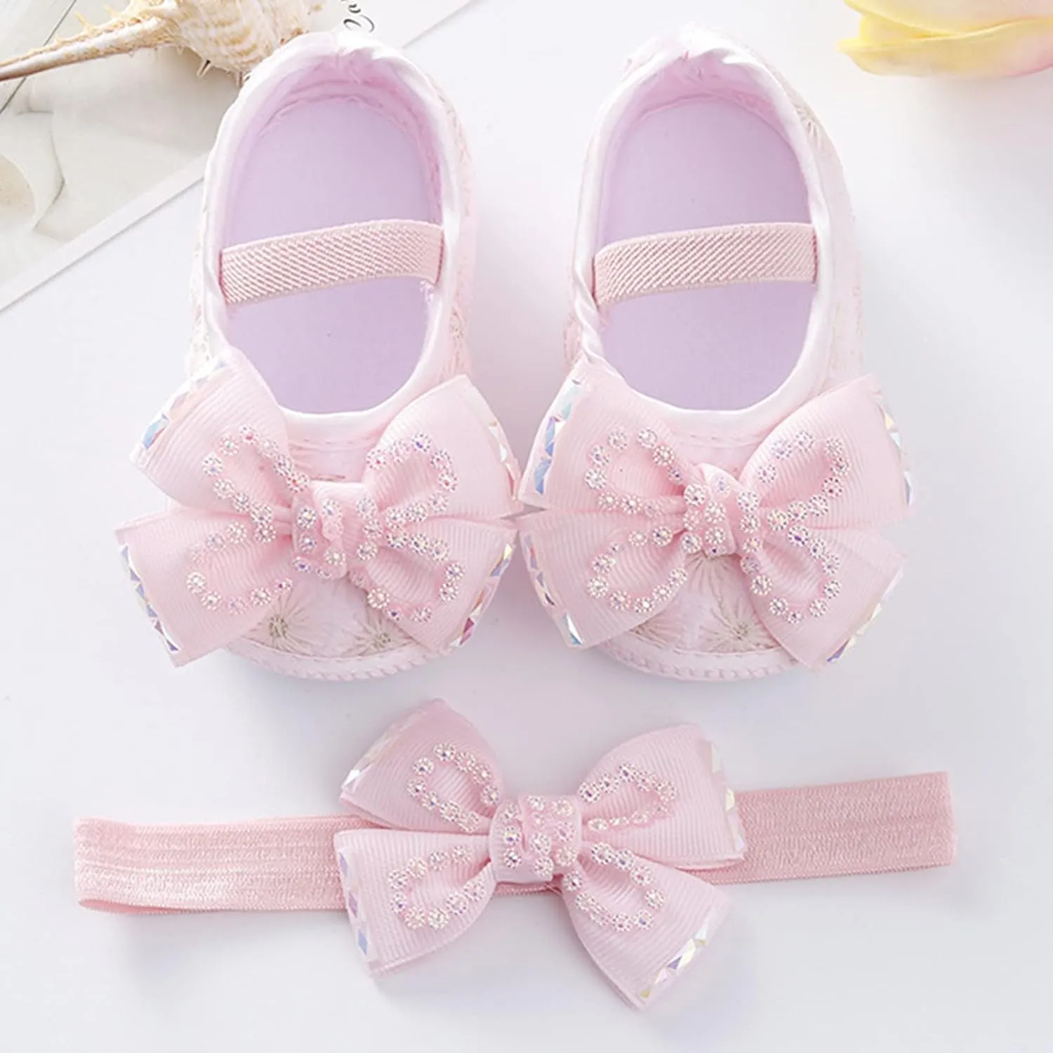 Baby Shoes Fashion Soft Sole Infant Shoes Pearl Dress Flower Princess Shoes Infant Shoes Size 4 Shoes for Baby Girls