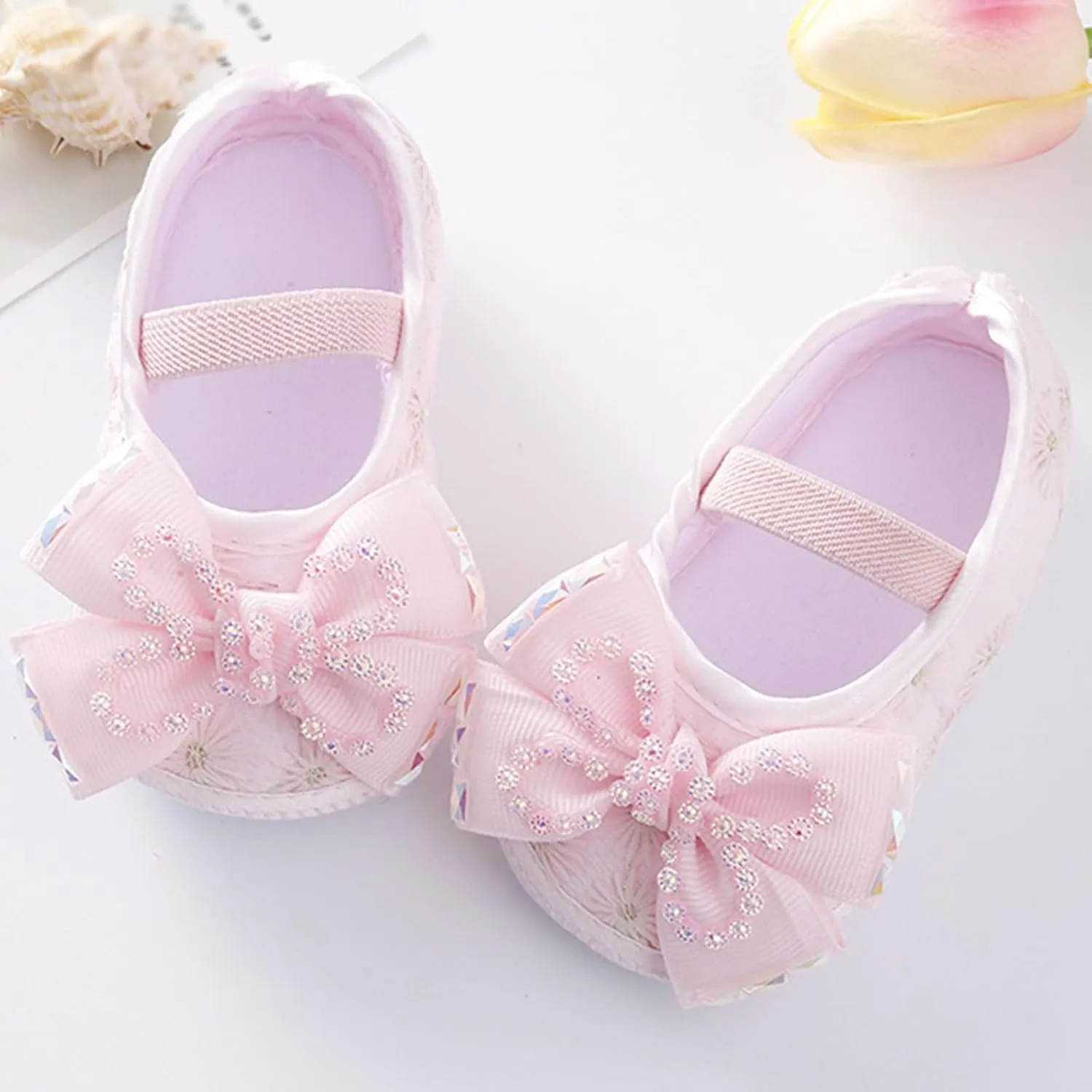 Baby Shoes Fashion Soft Sole Infant Shoes Pearl Dress Flower Princess Shoes Infant Shoes Size 4 Shoes for Baby Girls