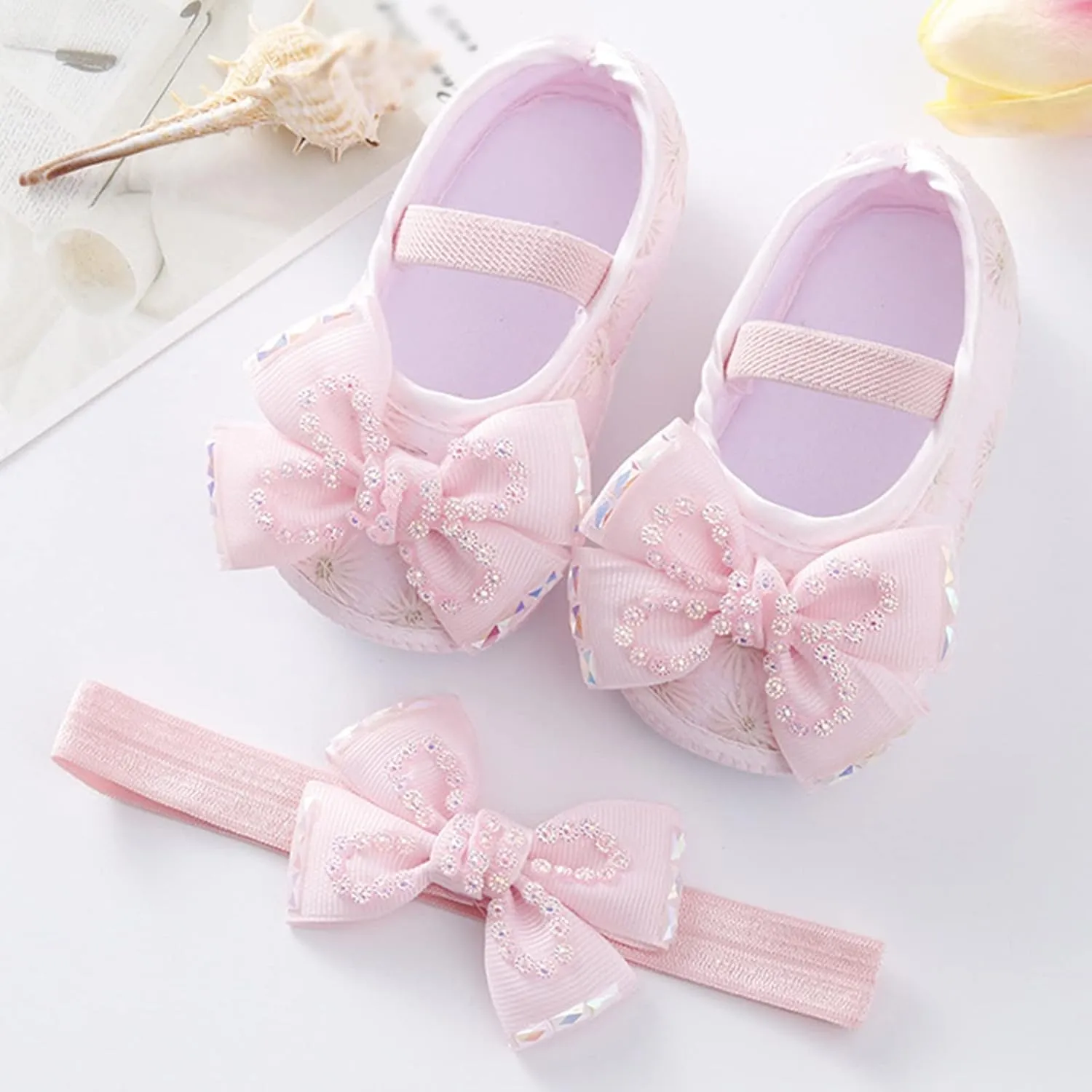 Baby Shoes Fashion Soft Sole Infant Shoes Pearl Dress Flower Princess Shoes Infant Shoes Size 4 Shoes for Baby Girls