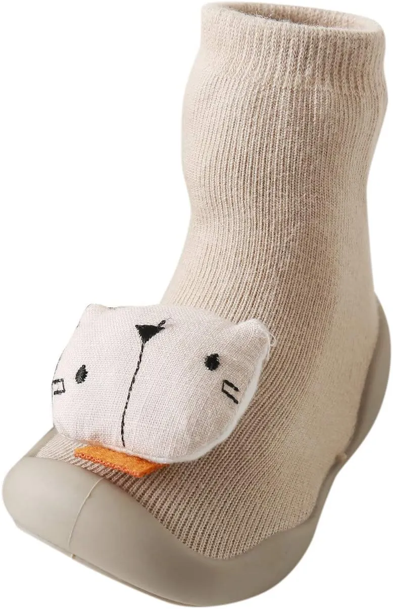 Baby Soft Toddler Rubber Shoes Sole Stocking Slipper Boys Knit Girls Kids Socks Baby Care Plush Animal Slippers