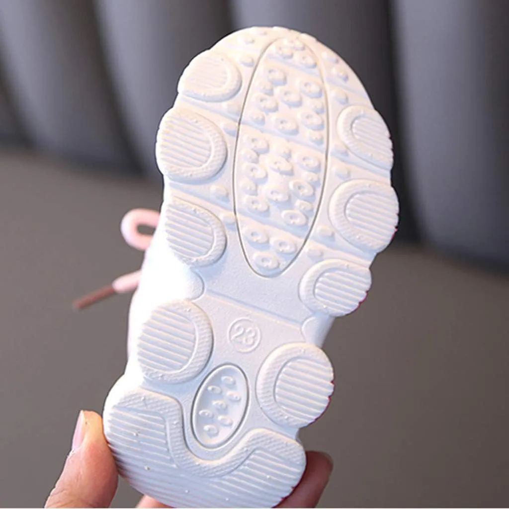 Baby Soft Up Shoes Toddler Breathable Infant Sneakers Kids Girls Lace Mesh Baby Shoes Run Shoes for (White, 4.5-5 Years)