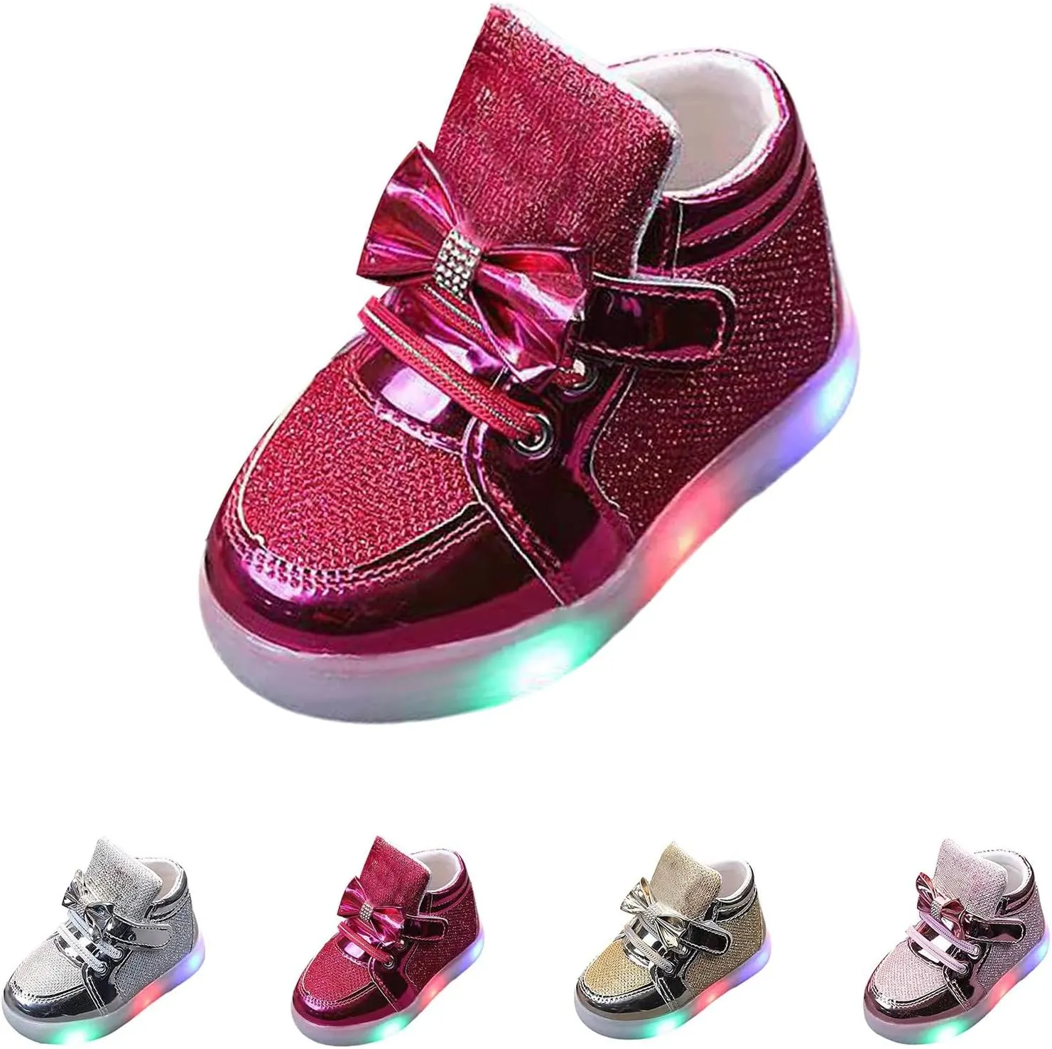 Baby Toddler Boys Girl Led Light Up Casual Shoes 17 Years Kids artoon Rabbit Luminous Bow Sport Shoes Sneakers