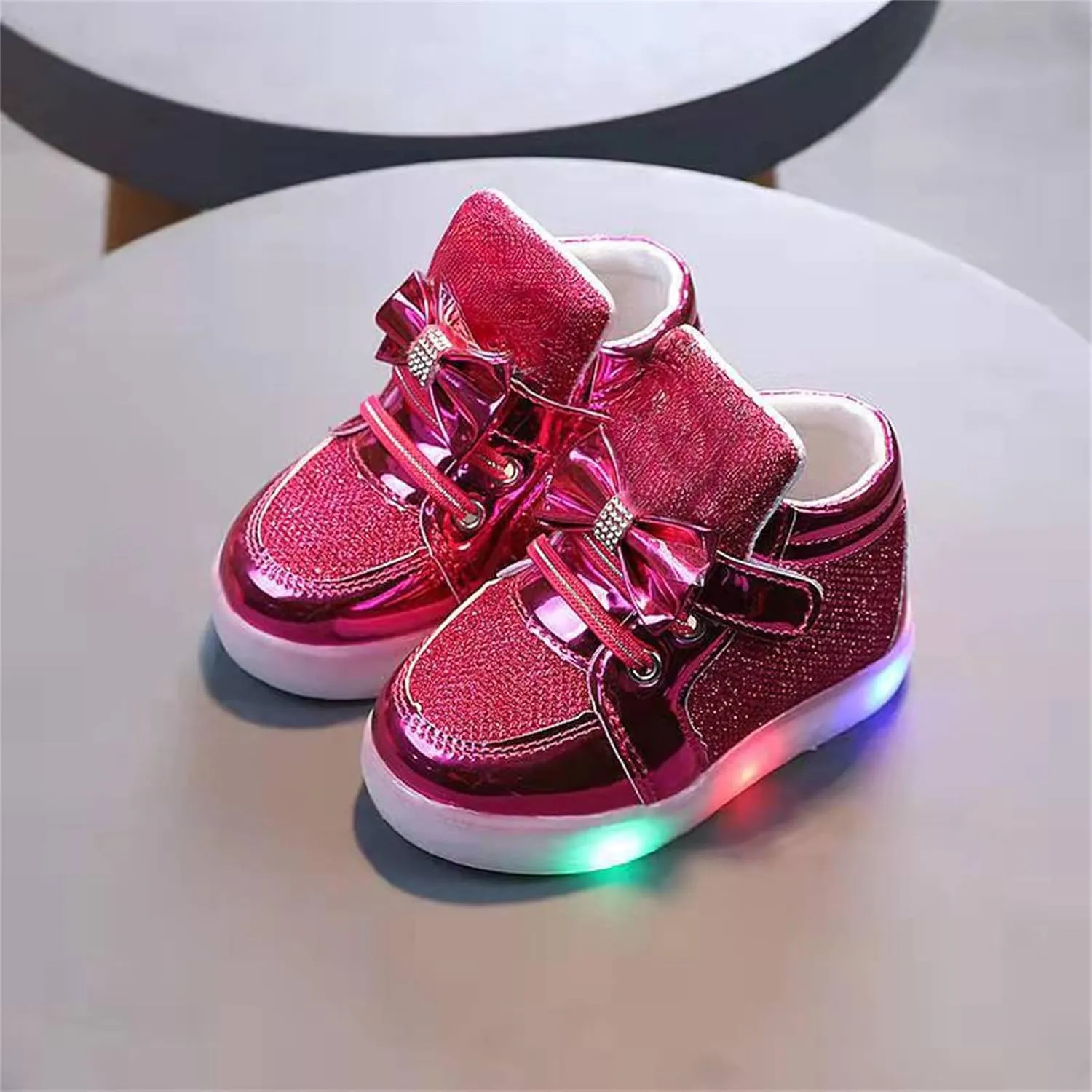 Baby Toddler Boys Girl Led Light Up Casual Shoes 17 Years Kids artoon Rabbit Luminous Bow Sport Shoes Sneakers