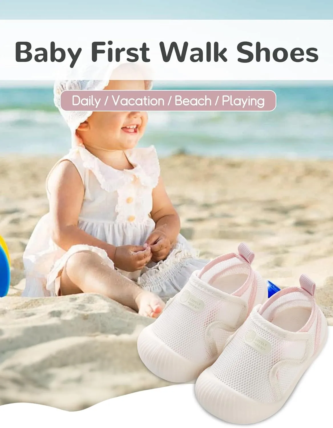 Baby Toddler First Walking Shoes Slip On Soft Sneakers Breathable Mesh Sandals Wide Toe Summer Shoes 6-36 Months
