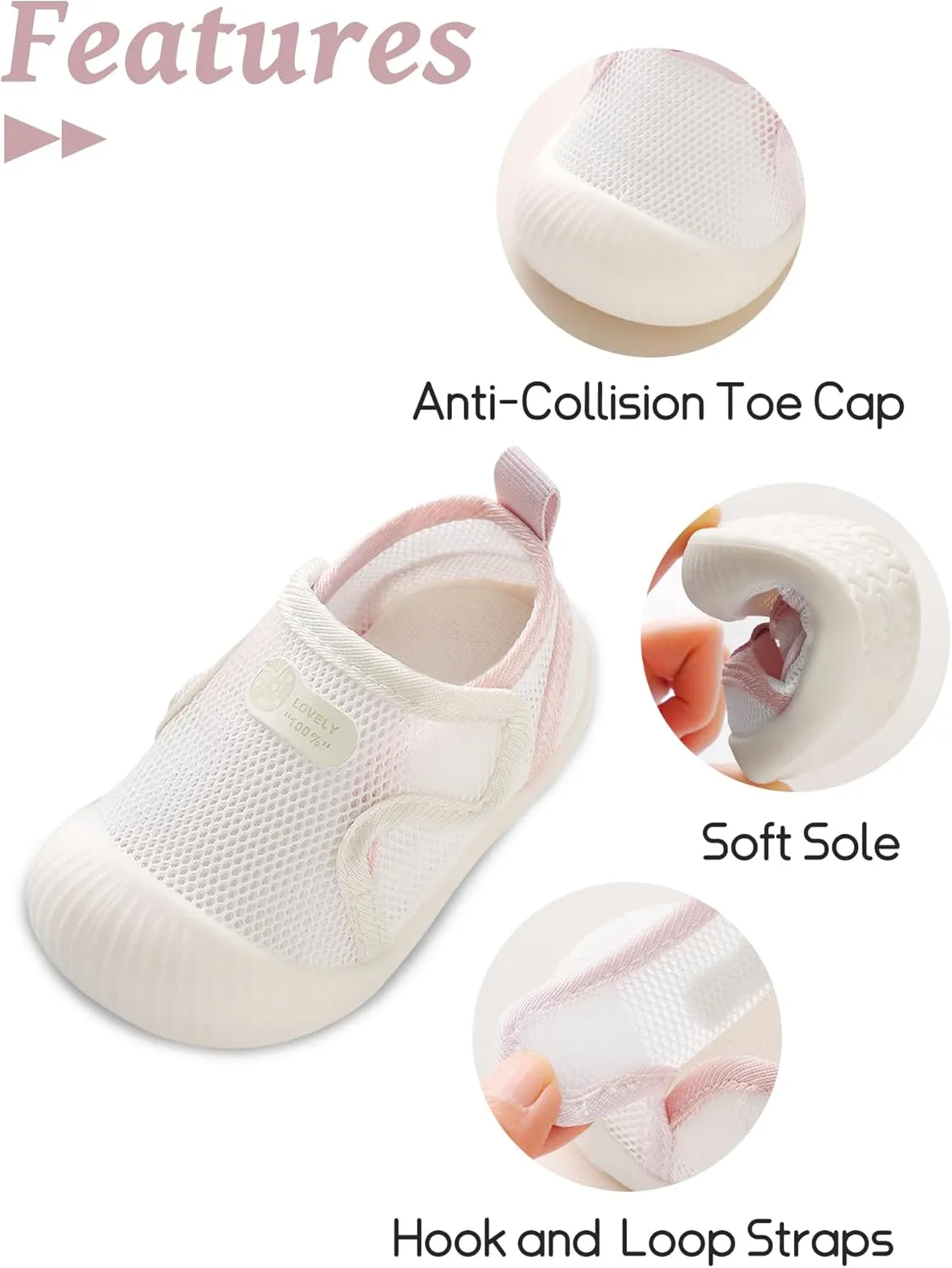 Baby Toddler First Walking Shoes Slip On Soft Sneakers Breathable Mesh Sandals Wide Toe Summer Shoes 6-36 Months