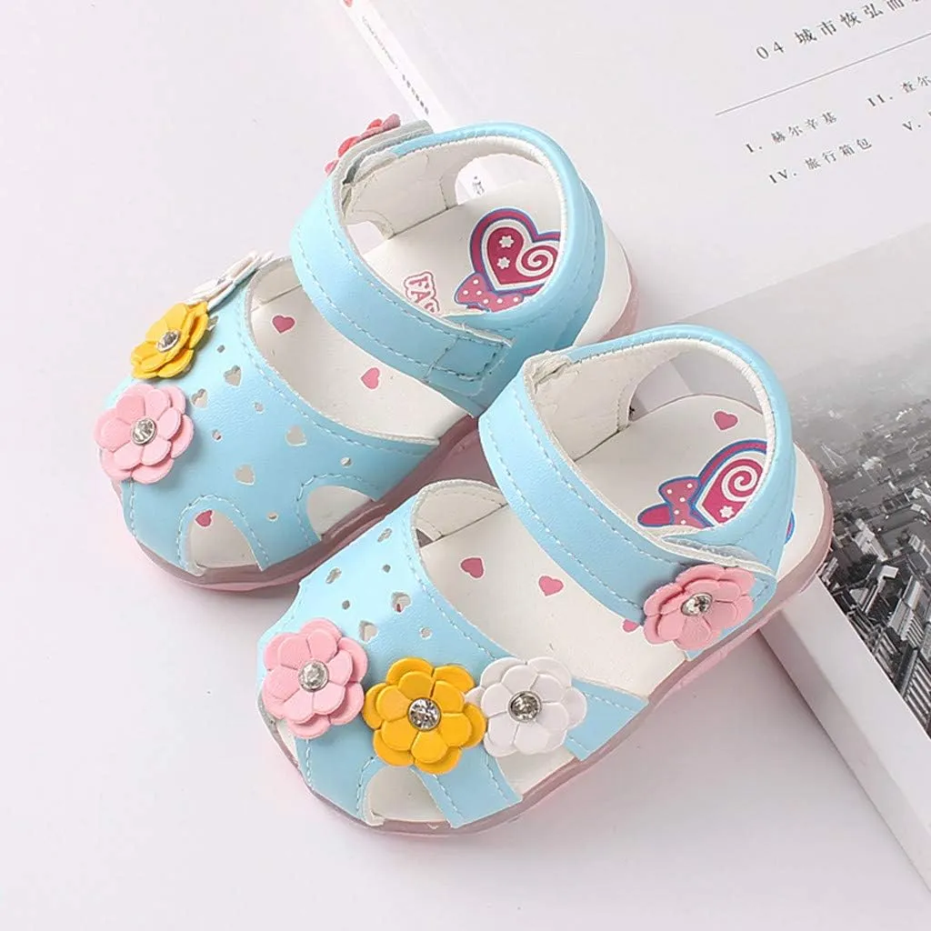 Baby Toddler Girls Boys Led Light Up Sandals Flowers Casual Shoes for 1-6 Years Old Kids Luminous Run Sport Sandals