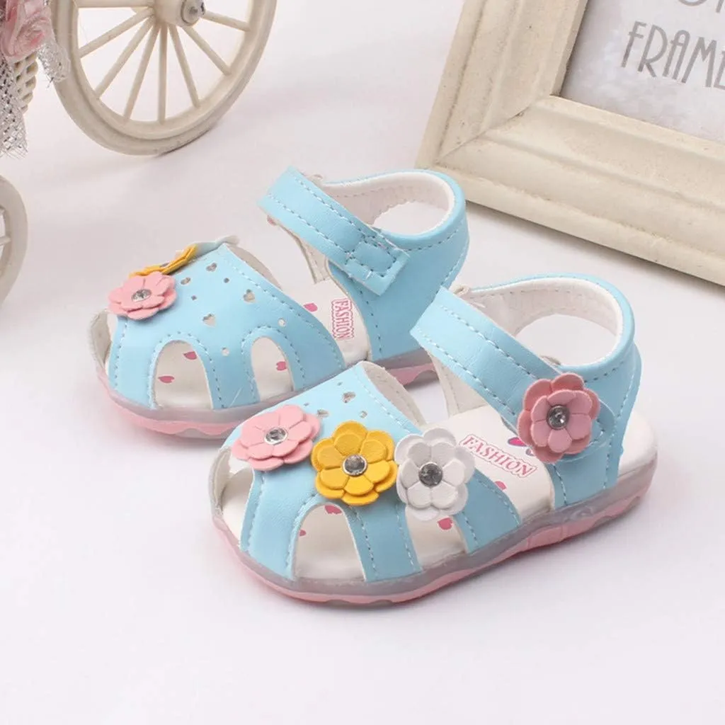 Baby Toddler Girls Boys Led Light Up Sandals Flowers Casual Shoes for 1-6 Years Old Kids Luminous Run Sport Sandals