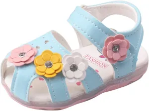 Baby Toddler Girls Boys Led Light Up Sandals Flowers Casual Shoes for 1-6 Years Old Kids Luminous Run Sport Sandals