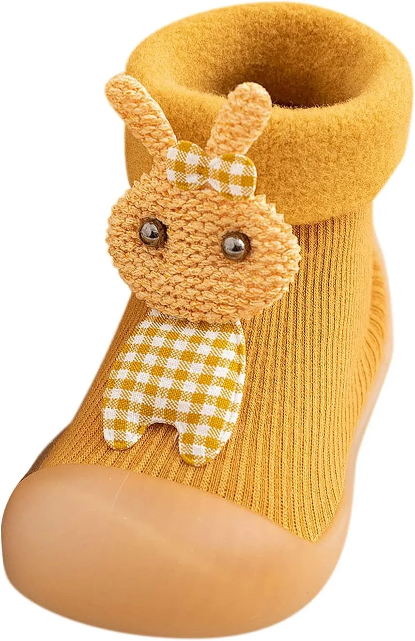 Baby Toddler Sock Shoes Kids Soft Rubber Sole Shoes Breathable Cotton First Walking Shoes Anti-Slip Floor Slippers