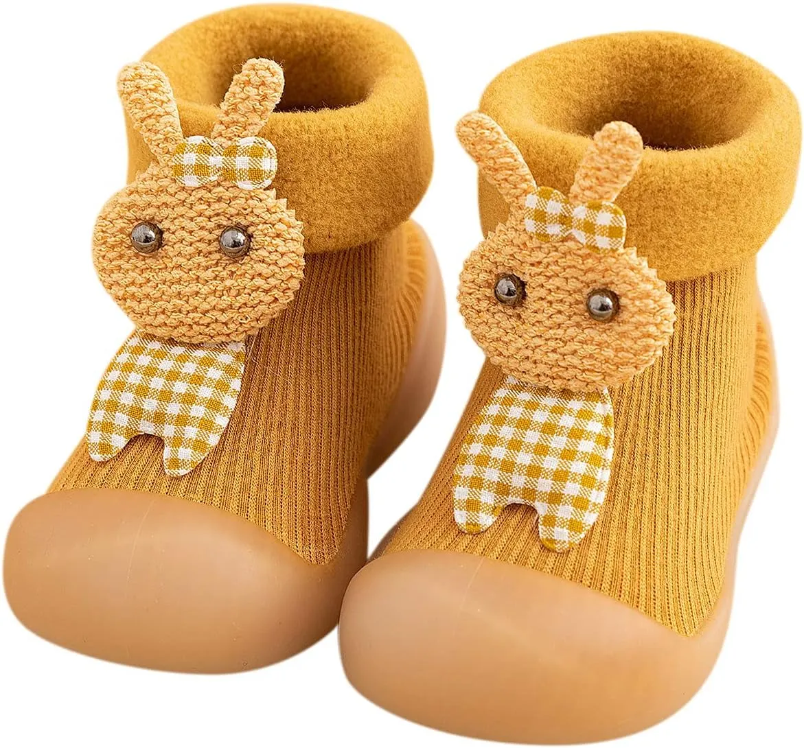 Baby Toddler Sock Shoes Kids Soft Rubber Sole Shoes Breathable Cotton First Walking Shoes Anti-Slip Floor Slippers
