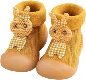 Baby Toddler Sock Shoes Kids Soft Rubber Sole Shoes Breathable Cotton First Walking Shoes Anti-Slip Floor Slippers