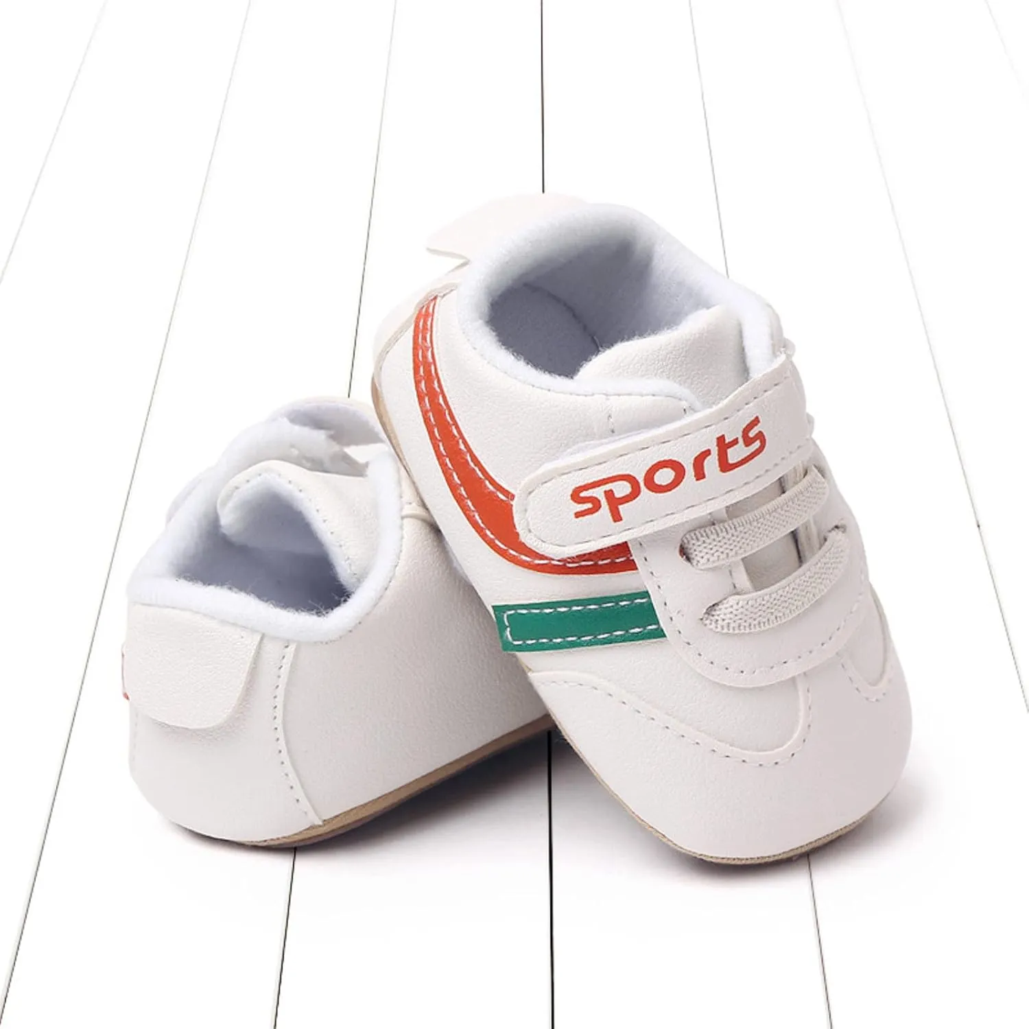 Baby Unisex Leather Sport Sneakers Infant Boys Girls Non-Slip Soft Sole Lightweight Platform First Walking Shoes