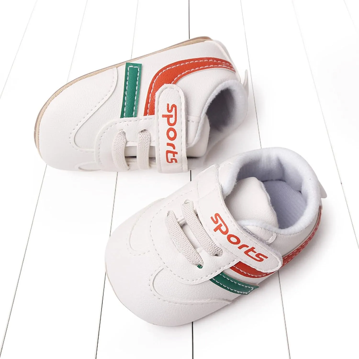Baby Unisex Leather Sport Sneakers Infant Boys Girls Non-Slip Soft Sole Lightweight Platform First Walking Shoes