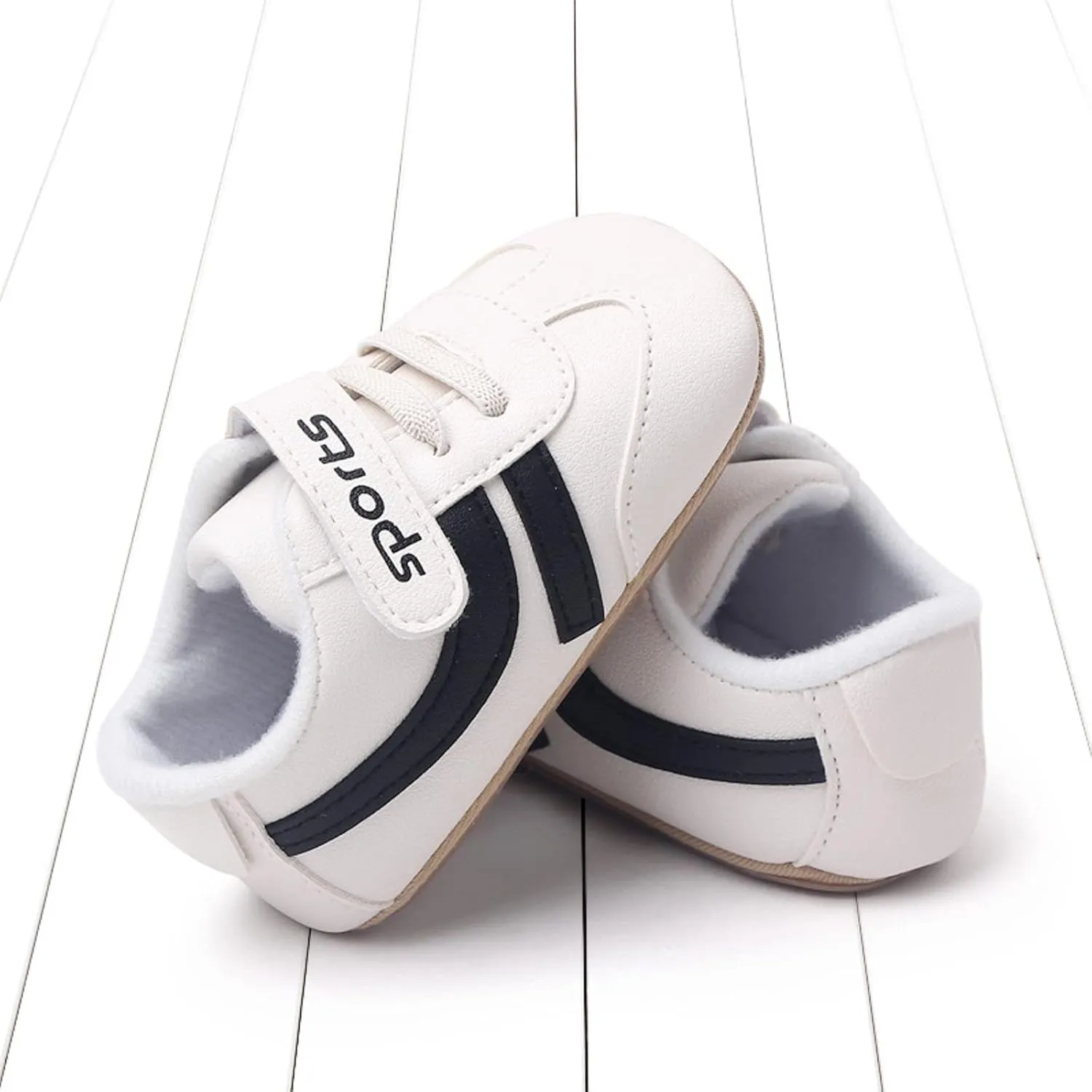Baby Unisex Leather Sport Sneakers Infant Boys Girls Non-Slip Soft Sole Lightweight Platform First Walking Shoes
