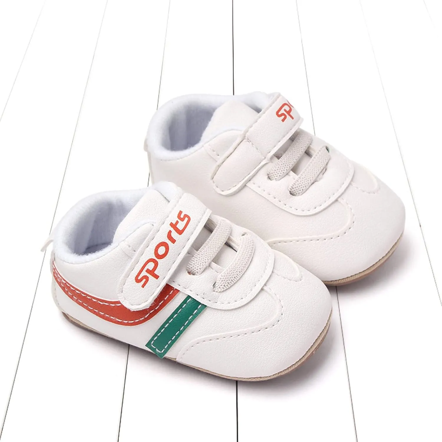 Baby Unisex Leather Sport Sneakers Infant Boys Girls Non-Slip Soft Sole Lightweight Platform First Walking Shoes