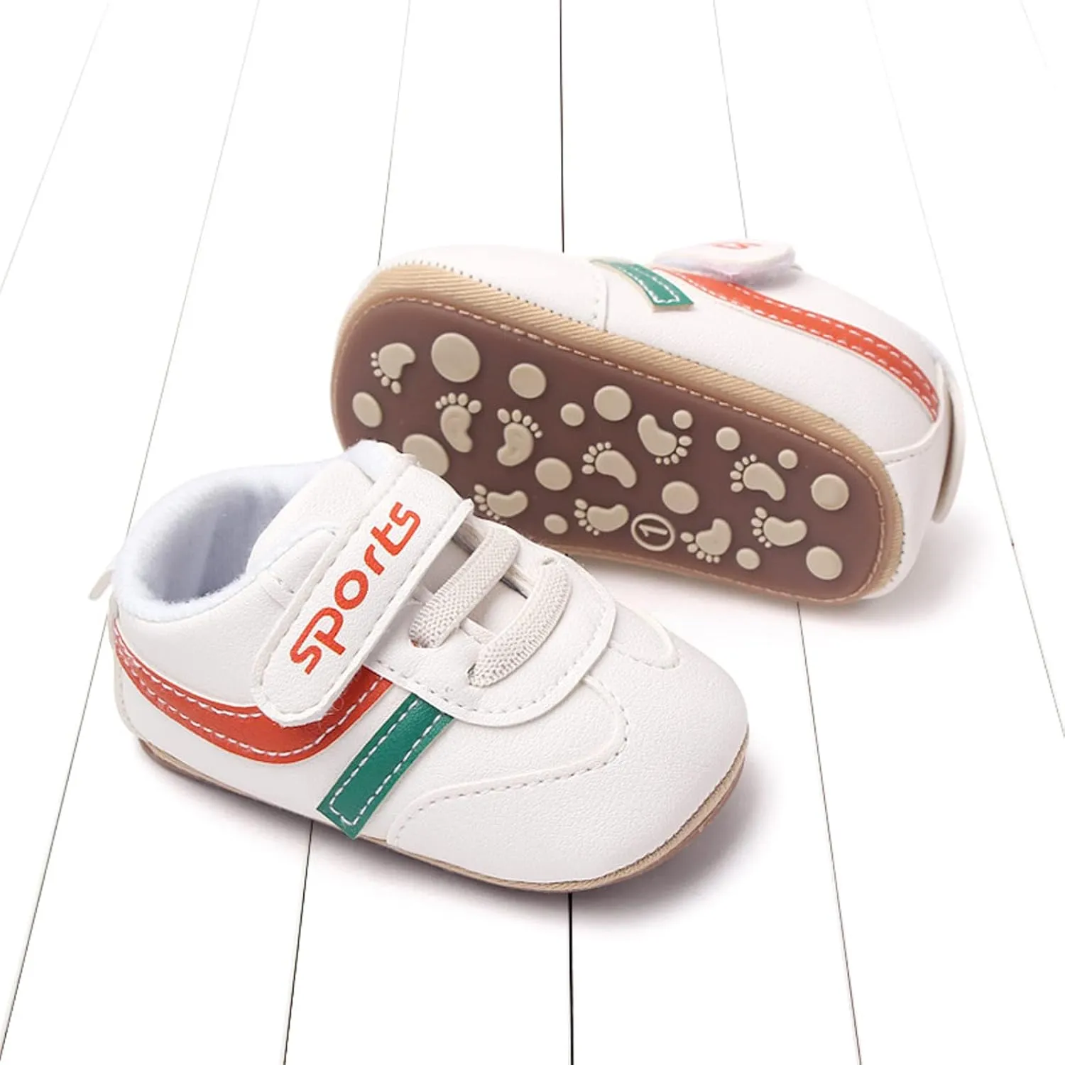 Baby Unisex Leather Sport Sneakers Infant Boys Girls Non-Slip Soft Sole Lightweight Platform First Walking Shoes