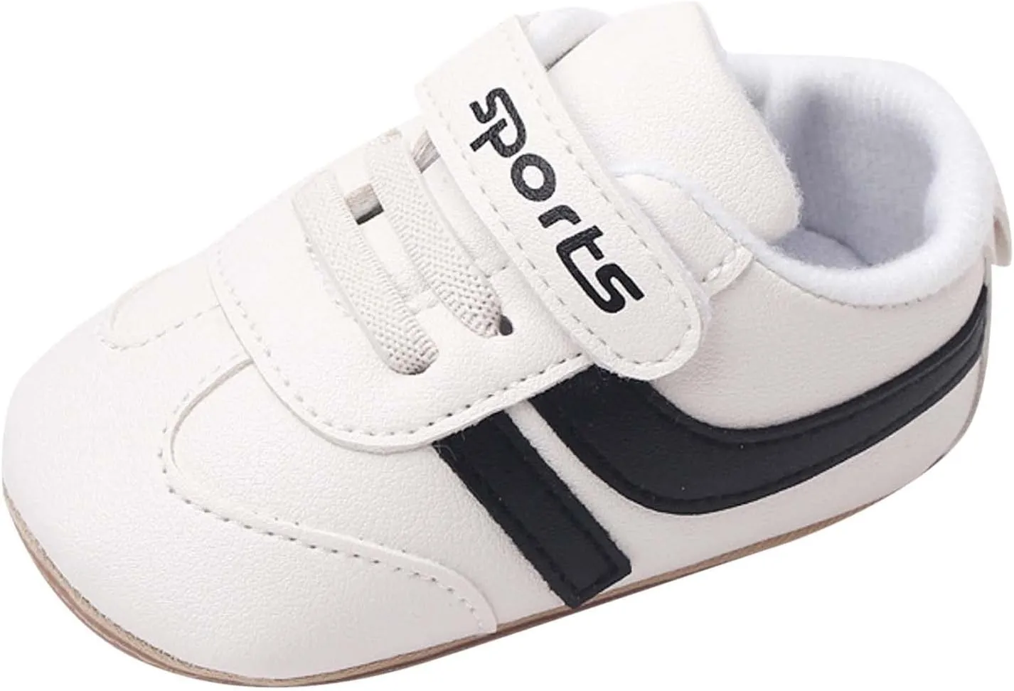 Baby Unisex Leather Sport Sneakers Infant Boys Girls Non-Slip Soft Sole Lightweight Platform First Walking Shoes