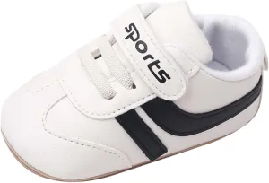Baby Unisex Leather Sport Sneakers Infant Boys Girls Non-Slip Soft Sole Lightweight Platform First Walking Shoes