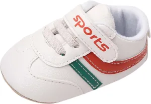 Baby Unisex Leather Sport Sneakers Infant Boys Girls Non-Slip Soft Sole Lightweight Platform First Walking Shoes
