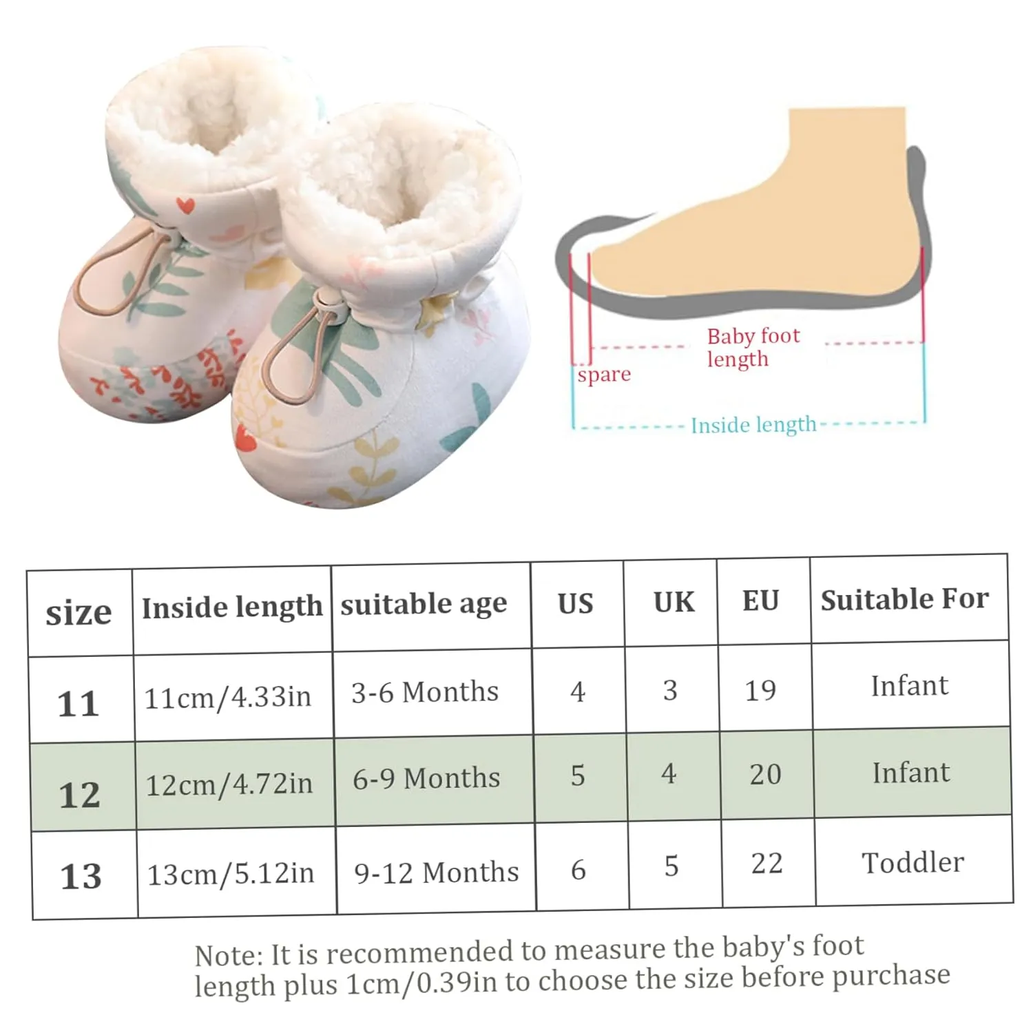 Baby Winter Boots Warm Fur Baby Girl Boots with Drawstring Baby Booties Soft Sole Skin-Friendly Baby Winter Shoes Cute First Walking Shoes for 6-9 Months Baby Girls Boys M