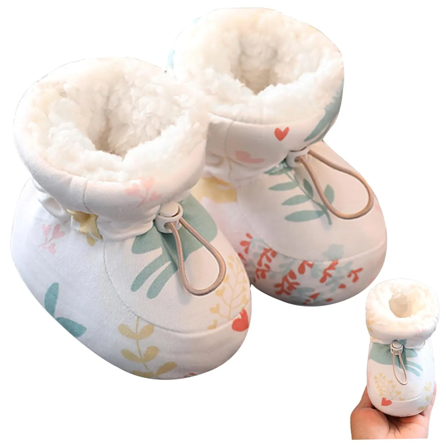 Baby Winter Boots Warm Fur Baby Girl Boots with Drawstring Baby Booties Soft Sole Skin-Friendly Baby Winter Shoes Cute First Walking Shoes for 6-9 Months Baby Girls Boys M