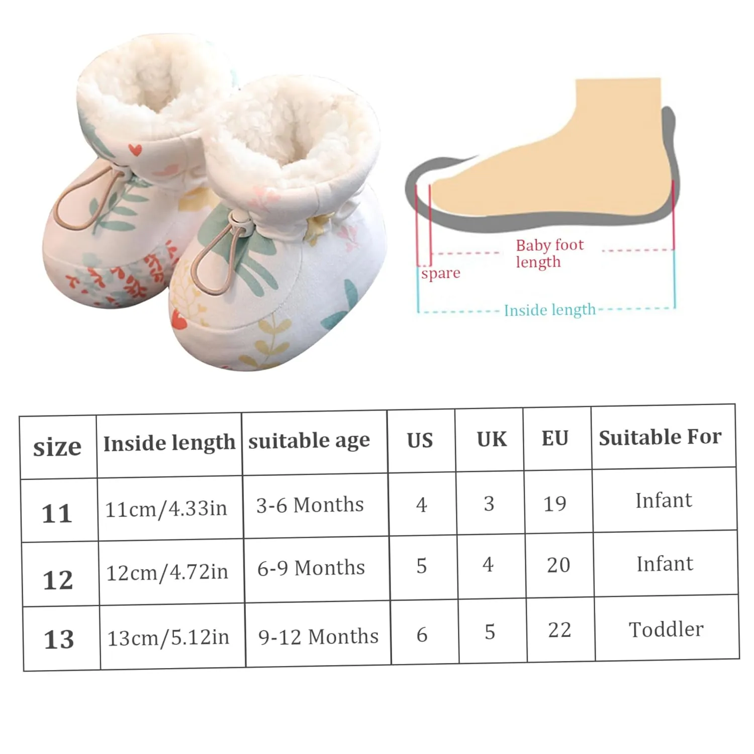 Baby Winter Boots Warm Fur Baby Girl Boots with Drawstring Baby Booties Soft Sole Skin-Friendly Baby Winter Shoes Cute First Walking Shoes for 6-9 Months Baby Girls Boys M