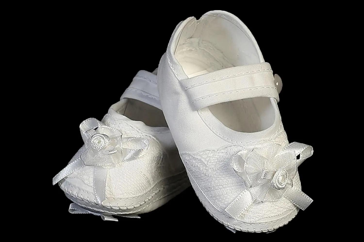 Baptism Shoes for Baby Girls - White Baby Christening Shoes Baby Booties Newborn - Zapatos de Bautizo para Nina
