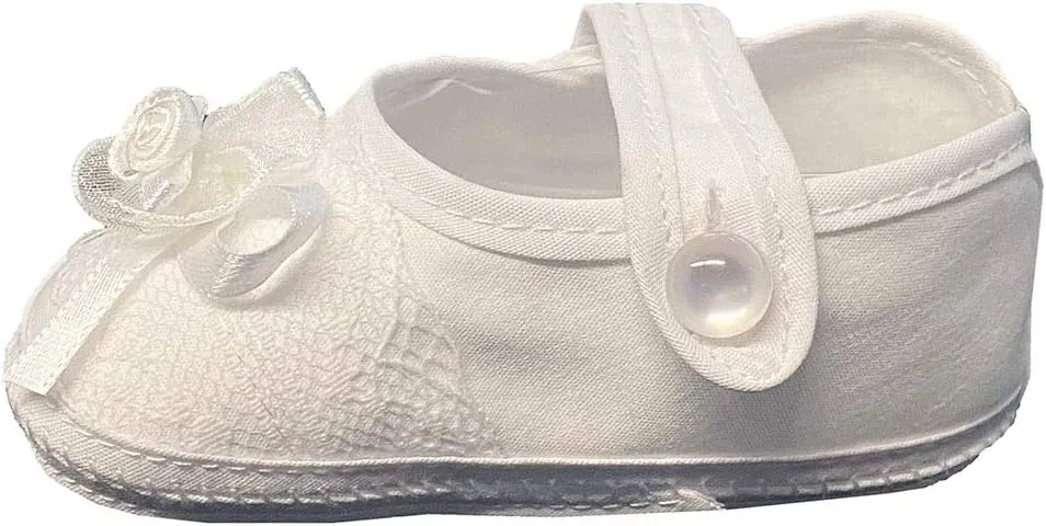 Baptism Shoes for Baby Girls - White Baby Christening Shoes Baby Booties Newborn - Zapatos de Bautizo para Nina